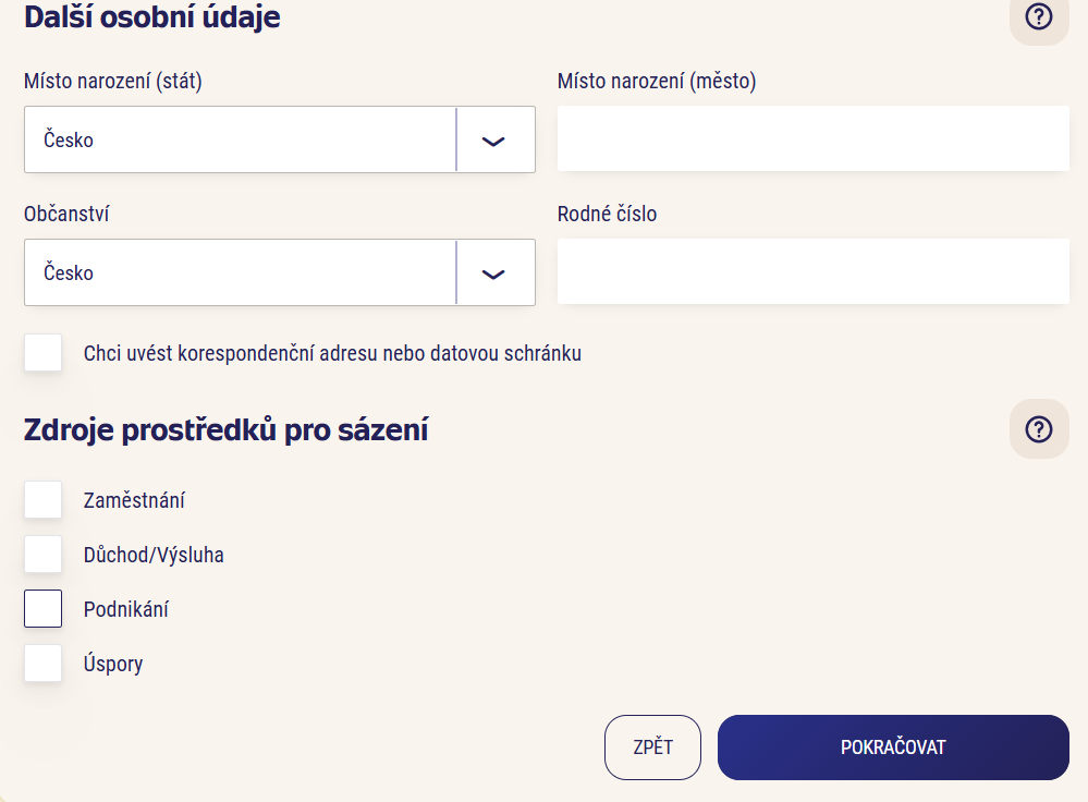 Registrace Sportka 5 2 1